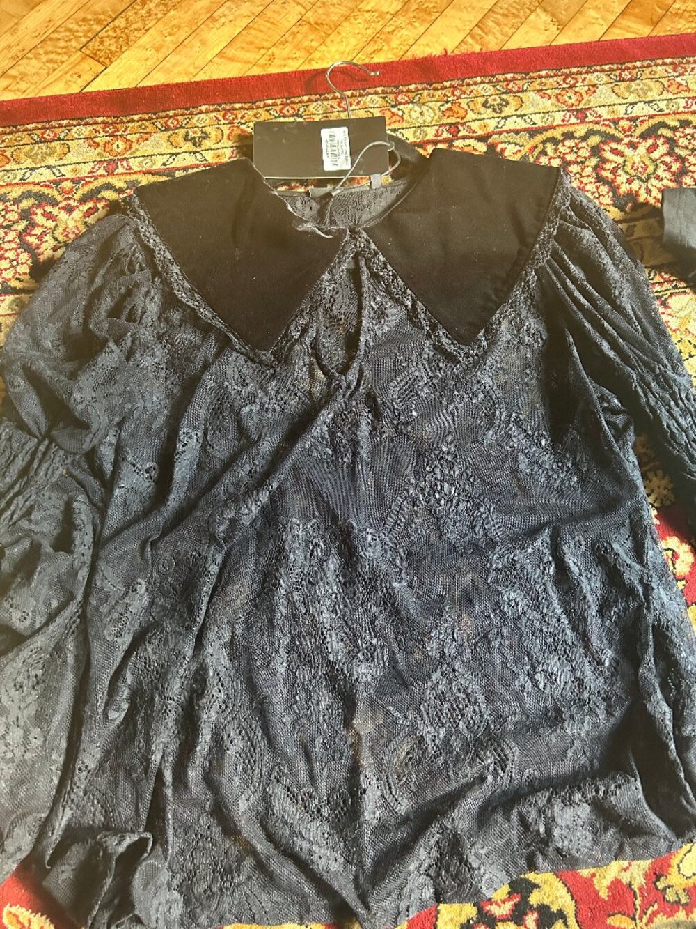 Killstar Black Lace Long Sleeve Top 4XL NWT Velvet Collar Gothic Blouse